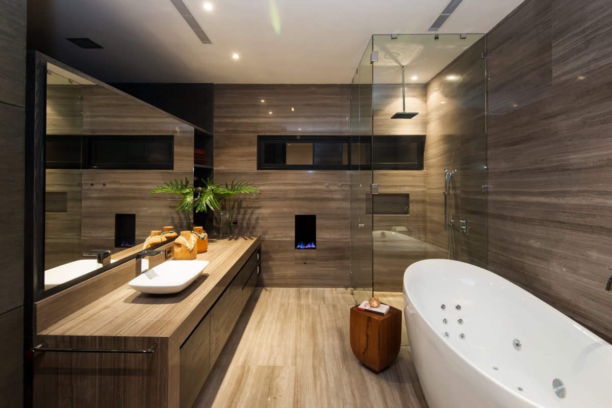 Marble Bathroom Glass Shower Contemporary Home In Garza Garcia Mexico Tile